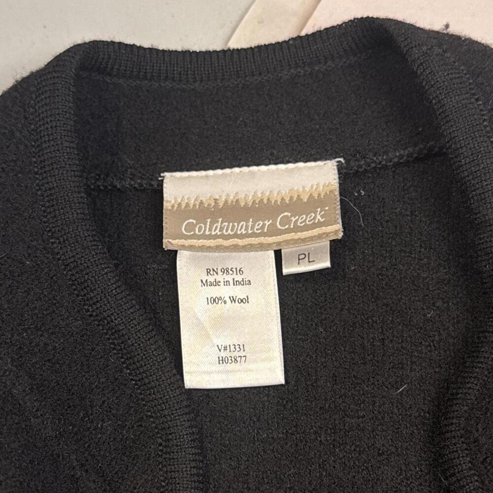 Vintage‎ Coldwater Creek 100% Wool Mock Neck black Cardigan size PL - Picture 6 of 6